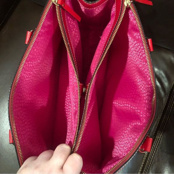 W KATE SPADE Large Red Leather Tote Briefcase Shoulder Bag with Three Sections - Picture 13 of 14